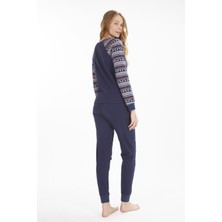 L40308W Snowcute Yılbaşı Temalı Pijama Takımı