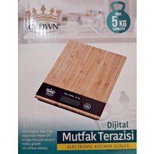 Crown Dijital LCD Mutfak Tartısı Terazisi 5 kg Bambu Desenli