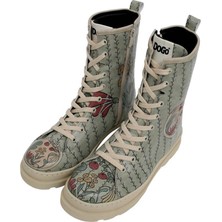 Kadın Vegan Deri Turkuaz Uzun Bot - Kindness Grows Tasarım