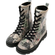 Kadın Vegan Deri Bej Fermuarlı Uzun Bot - bonjour paris Tasarım