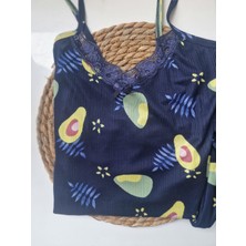 Avakado Desenli Askılı Kadın Pijama Takım