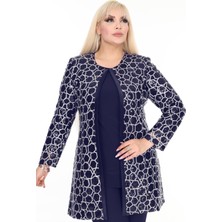 Büyük Beden 3924 Lacivert Ceket+Bluz Takım