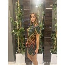 Zigzag Desenli Simli Mini Örme Elbise