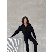 Noa Noa Do Not Overthink Yazılı Fermuar Detaylı 3 Iplik Sweatshirt