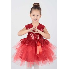 Ahenk Kids AHENGİM KIZ ÇOCUK ELBİSE KIZ ELBİSE PUL PAYETLİ AK2207