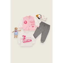 Alinna Kız Çocuk Kolej Montlu Takım. Barbie Baskılı Kız Çocuk Takım. Sweatshirt Eşofman Takım