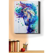 WebStyle Sayılarla Boyama Seti Kasnaklı Soyut Mavi At 60 x 75 cm