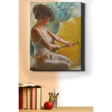 WebStyle Sayılarla Boyama Seti Kasnaklı Sarı Şemsiyeli Kadın 40 x 50 cm