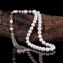 İnan Tesbih 925 Ayar Gümüş Özel Tasarım Nakkaş Imame Inci Taşı Tesbih