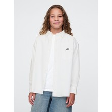Gap Erkek Çocuk Beyaz Mini Gap Logo Oxford Gömlek