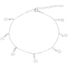 Brezza Lusso Jewelry Yıldızlı Model Zirkon Taşlı Sallantılı Gümüş Kadın Ayak Halhal