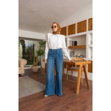 1067-DENIM Bol Paça Pantolon Mavi