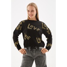 Fashion Friends Regular Fit Sıfır Yaka Simli Kazak Kadın Kazak 24K0261K1