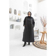 6632-REGLAN Kollu Süs Pileli Lens Ceket Siyah