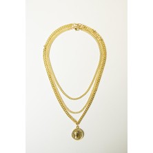 Modex Gold Üçlü Zincir Kombin Kolye