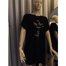 Butik Kelebek Baskılı Crew Neck Elbise, Bahar ve Yaz Için Rahat Kısa Kollu Bol Kesim Elbise, Kadın Giyim