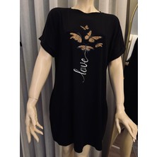 Butik Kelebek Baskılı Crew Neck Elbise, Bahar ve Yaz Için Rahat Kısa Kollu Bol Kesim Elbise, Kadın Giyim
