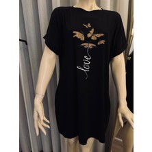 Butik Kelebek Baskılı Crew Neck Elbise, Bahar ve Yaz Için Rahat Kısa Kollu Bol Kesim Elbise, Kadın Giyim