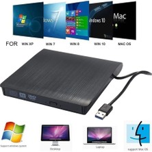 ShopFast 3.0 Harici Dvdrw CD DVD Yazıcı Okuyucu Ultra Ince Writer Slim External