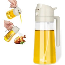 2'set Çift Fonksiyonlu Cam Yağdanlık 550ML Zeytinyağı Sıvıyağ Şişesi Airfryer Sprey Yağlık Sirkelik