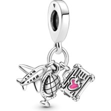 Hector Co Jewellery Uçak, Dünya Küresi ve Bavul Sallantılı Charm
