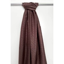 Pamuk Jakar F Desen Şal, Cotton Şal, Ipeksi Pamuklu Şal, Kaymaz Monogram Şal, Kahverengi Şal