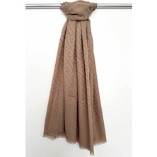 Pamuk Jakar F Desen Şal, Cotton Şal, Ipeksi Pamuklu Şal, Kaymaz Monogram Şal, Vizon Şal