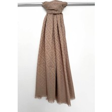 Pamuk Jakar F Desen Şal, Cotton Şal, Ipeksi Pamuklu Şal, Kaymaz Monogram Şal, Vizon Şal