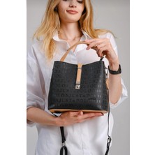 Just Polo Kadın Siyah-Taba Kilit Detaylı El ve Omuz ÇANTASI-BD4002