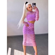 Barbie Baskılı & Iç Astarlı Pembe Ikili Takım