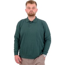 Mode Xl Büyük Beden Erkek Polo Yaka Sweatshirt Nakışlı U24340 Nefti