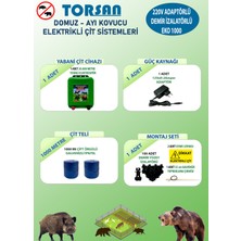 Torsan 220V Adaptörlü Eko Plus 1000 Elektrikli Çit Sistemi ( Domuz - Ayı Kovucu ) 1000MT