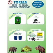 TORSAN 220V ADAPTÖRLÜ EKO 1000 Elektrikli Çit Sistemi ( Domuz - Ayı Kovucu ) 1000MT