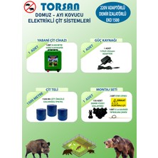 TORSAN 220V ADAPTÖRLÜ EKO PLUS 1500 Elektrikli Çit Sistemi ( Domuz - Ayı Kovucu ) 1500MT