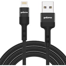 Yediseven USB A To Lightning 2.4A Halat Örgü Iphone Şarj Kablosu Siyah 1 Metre