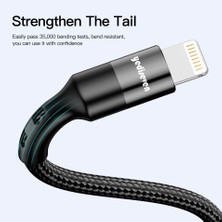 Yediseven USB A To Lightning 2.4A Halat Örgü Iphone Şarj Kablosu Siyah 1 Metre