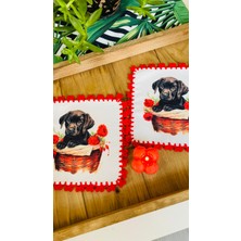 2 Adet Dekoratif Köpek Desenli Kokteyl Sunum Peçetesi