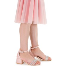 Kiko Kids Nobe Günlük Kız Çocuk 4 cm Topuklu Sandalet Ayakkabı Pudra