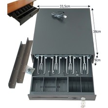 Saypos Masa Altı Montaj Askılı Orta Boy Para Çekmecesi 4 Banknot 5 Bozuk Para Gözlü 33,5x38x9cm