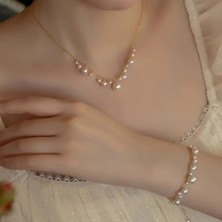 Lovisa Accessories El Emeği Inci Detaylı Zincir Kolye, Choker Inci Boncuk Kolye, Vintage Bohem Tarz