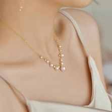 Lovisa Accessories El Emeği Inci Detaylı Zincir Kolye, Choker Inci Boncuk Kolye, Vintage Bohem Tarz