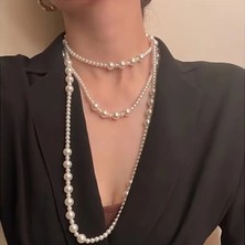 Lovisa Accessories El Emeği 3 Sıra Inci Kolye, Vintage Inci Boncuk Kolye