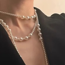 Lovisa Accessories El Emeği 3 Sıra Inci Kolye, Vintage Inci Boncuk Kolye