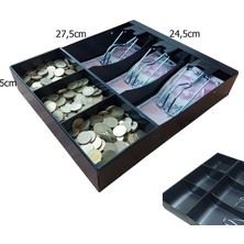 Saypos Full Rampalı Metal Para Çekmecesi İçi Düzenleyici 3 Banknot 3 Bozuk Para Gözlü 24,5X27,5X5CM