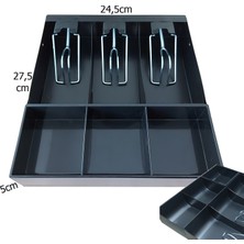 Saypos Full Rampalı Metal Para Çekmecesi İçi Düzenleyici 3 Banknot 3 Bozuk Para Gözlü 24,5X27,5X5CM