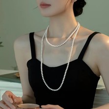 Lovisa Accessories El Emeği Çift Sıra Sıra Inci Kolye, Vintage Tarz Inci Boncuk Kolye