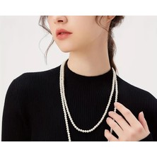 Lovisa Accessories El Emeği Çift Sıra Sıra Inci Kolye, Vintage Tarz Inci Boncuk Kolye