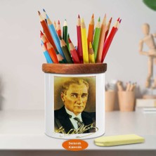 Asilmeydan Görkemli Lider Mustafa Kemal Atatürk Ahşap Seramik Kalemlik - 28