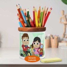 Asilmeydan Sevimli Küçük Kardeşler Ahşaplı Seramik Kalemlik - 72147495751