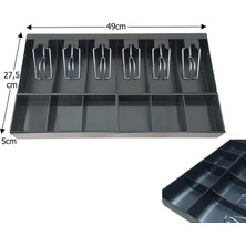 Saypos Metal Çekmece Içi Para Düzenleyici 6 Banknot 6 Bozuk Para Gözlü Para Çekmecesi 49 x 27,5 x 5cm